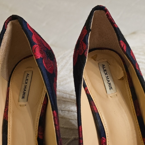 Alex Marie Black and Red Floral Heels - Picture 8 of 16